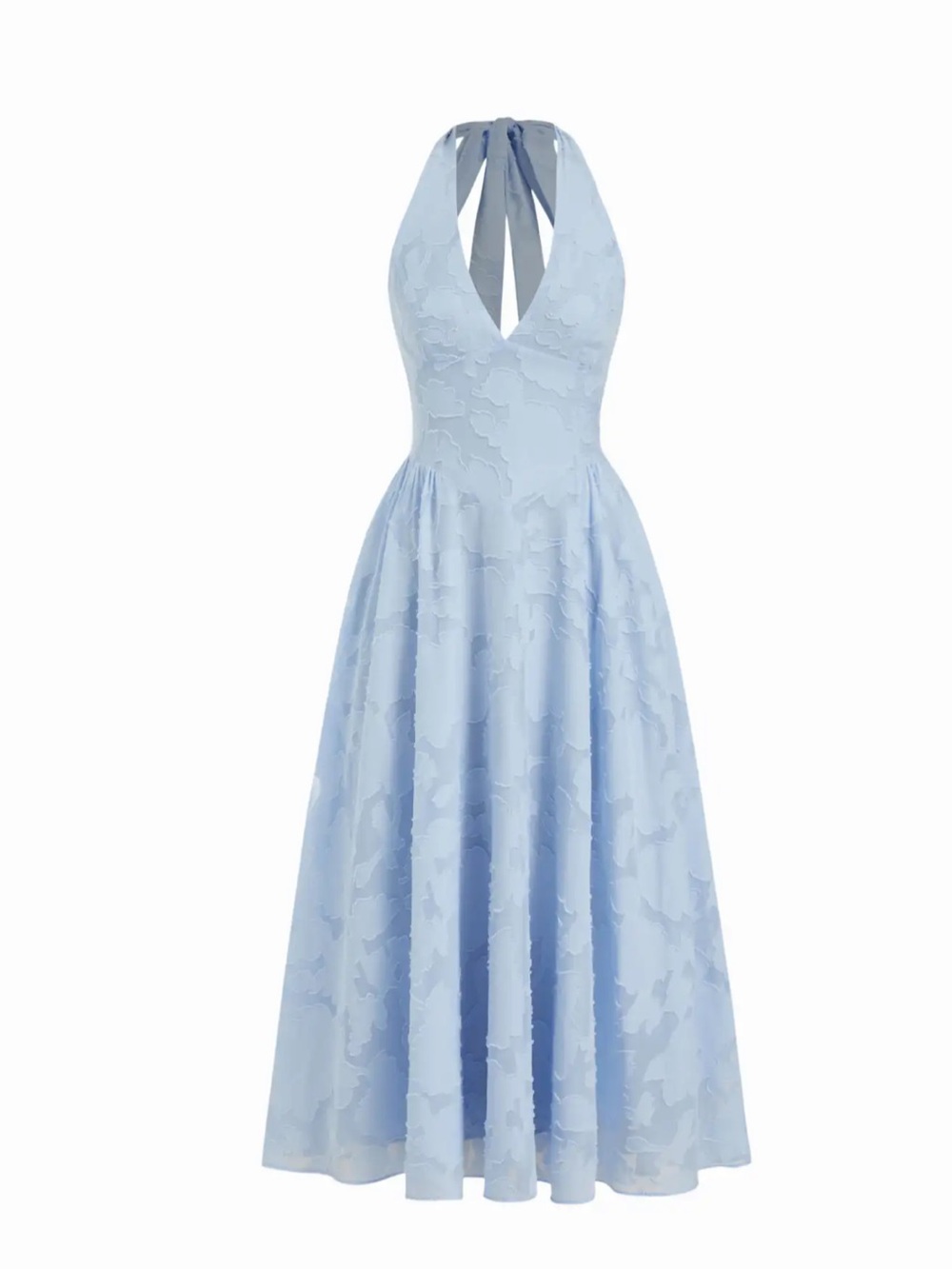 NWT Cider Jacquard Sky Blue Halter Midi Dress